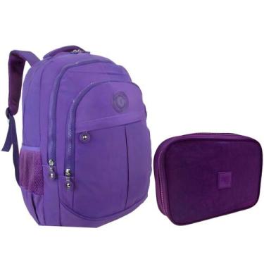 Imagem de Kit Escolar Bolsa Infantil e Estojo Box Feminino Kit Escolar Impermeáv