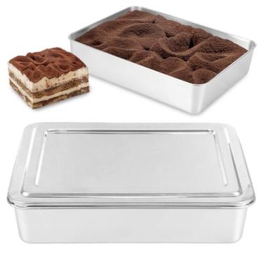 Imagem de ZFLYCANP Forma de pão de aço inoxidável com tampa, forma de pão retangular, fundo plano para modelagem perfeita sem colapso, assadeira multiuso para assar pão festa sobremesa (média)