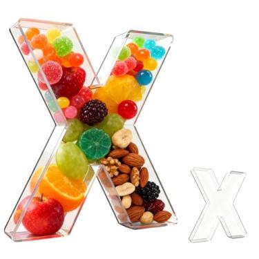 Imagem de Bandeja de charcutaria acrílica com alfabeto de 25,4 cm – recarregável, reutilizável, bandeja de servir para bolo e doces, decoração de festa de aniversário de aniversário (letra X)