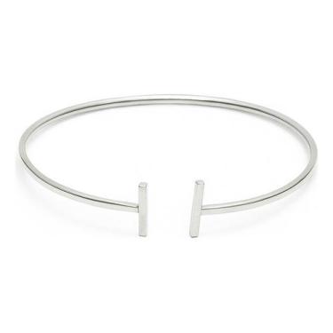 Imagem de Bracelete Feminino Fio Quadrado Aberto 1,5mm Prata 925 - Princesa das 