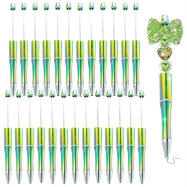 Imagem de KUNHEHO Canetas Beadable, 25 peças, verde gradiente, cores brilhantes, canetas chiques a granel para mulheres, canetas esferográficas retráteis, bonitas, para meninas, faça você mesmo, pequenos