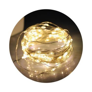Imagem de Pisca De Led Fio De Fada 100l 10 Metros A Pilha Cor Do Led Branco Quente