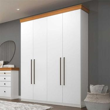 Imagem de Guarda Roupa Solteiro 1,52m c/ 4 Portas e 2 Gavetas 100% MDF - Móveis 