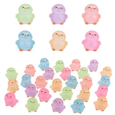 Imagem de 30un. Mini Pinguins de Resina Que Brilham no Escuro, 6 Cores Paisagem de Jardim Fadas com Pinguins Luminosos em para Casa Bonecas