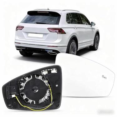 Imagem de CHELANGHU Vidro retrovisor disponível para VW Tiguan 2017 | Aquecido | Com ponto cego | Lado direito 1 peça