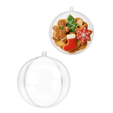 Imagem de 6 Bola Bipartida Acrílica 7 cm Natal Decoração Noel Transparente Para Foto Docinhos Natalino