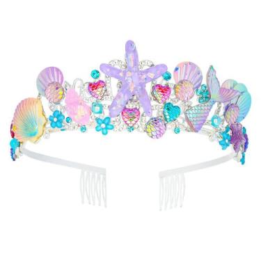 Imagem de Coroa de aniversário de sereia CAVETEE para mulheres, lembrancinha de 