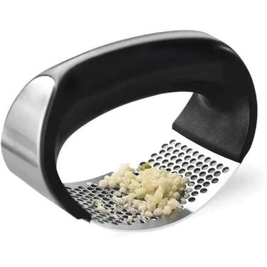 Imagem de Amassador Triturador Alho Aço Inox Manual Com Pressão Garlic Cozinha Rapido
