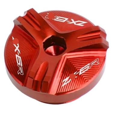 Imagem de Tampa do reservatório de fluido de freio dianteiro traseiro e tampa de enchimento de óleo do motor compatível com ZX6R ZX-6R ZX636 (um parafuso de motor vermelho)