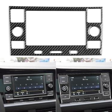 Imagem de GDFJGD Fibra de carbono durável compatível com Volkswagen VW Jetta A7 2019-2025 2020 2021 2022 2023 2024 acessórios para console central de carro mídia painel de rádio acabamento interior adesivo