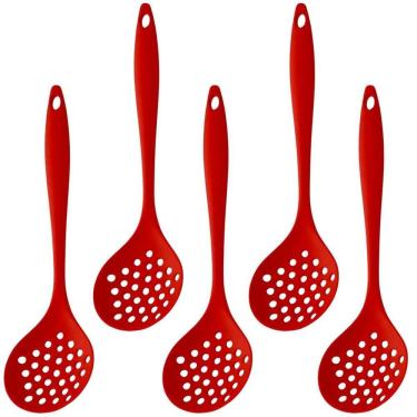 Imagem de Escumadeira De Silicone Vermelha Grande Kit 05 Un