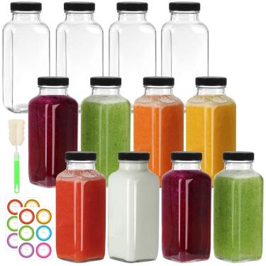 Imagem de Frascos de suco de vidro CAKKVDE 350ml com tampas, pacote com 12 unidades