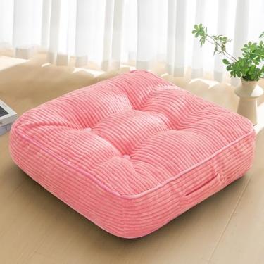 Imagem de Almofada de chão lavável de 15 cm para adultos, almofada de meditação, assento quadrado grande, capa de veludo cotelê tufado removível, para sala de estar ou ioga, 55 x 55 cm, lavável na máquina