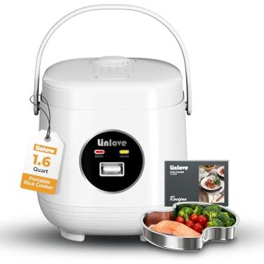 Imagem de Linlove Mini Panela De Arroz Portátil Com 3 Xícaras, Capacidade De 1,6 Litro, Antiaderente, Pequena, Panela De Arroz Sem Bpa, Função De Um Toque E Manter Aquecido, Livro De Receitas, Vaporizador De
