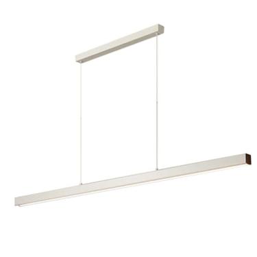 Imagem de Lustre linear LED moderno com pingente regulável para ilha de cozinha, sala de jantar, escritório e mesa de bilhar, luminária de teto tricromática elegante