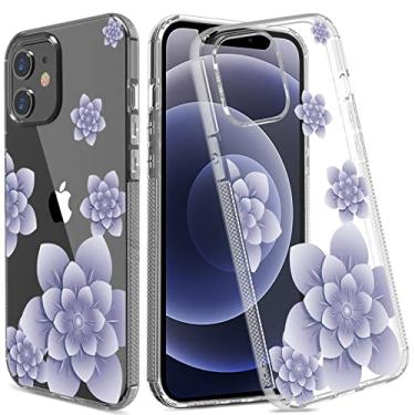 Imagem de GREATRULY Capa transparente de flor antiderrapante para iPhone 12 Mini 5,4 polegadas, proteção contra quedas design floral capa para celular para mulheres/meninas, capa protetora de silicone TPU (poliuretano termoplástico), flor-11