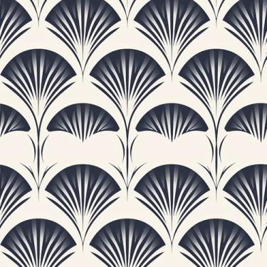 Imagem de VEELIKE Papel de parede geométrico boho azul marinho moderno papel de parede para quarto banheiro 48 x 39 cm papel de parede abstrato art déco autoadesivo papel de contato geométrico para prateleiras