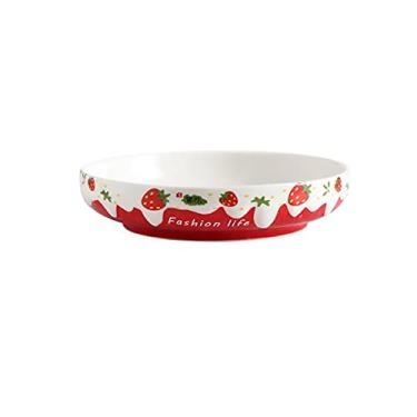 Imagem de Prato de jantar de porcelana amplo e raso, para macarrão, salada, cereal, pratos de servir seguros e pratos seguros para lava-louças (cor: B)