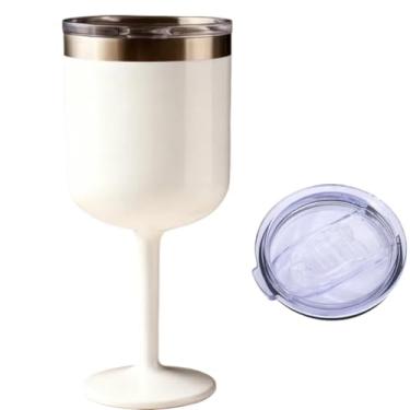 Imagem de Taça Térmica 600ml Com Tampa Copo Dupla Parede Aço Inox Mantém Bebidas Geladas Para Churrascos Ao Ar Livre Ideal Para Gin E Vinho Copo Inox(600ml com Tampa-Branco)