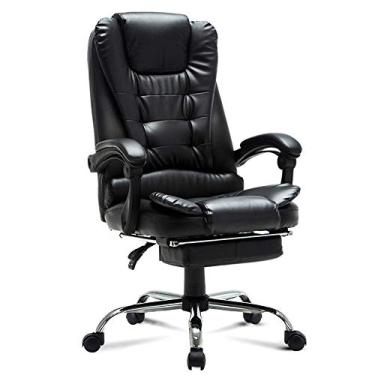 Imagem de UISLA Arm Executive Recline ergonômico giratório lounge e apoio para os pés couro PU rolamento de computador giratório peso 150 kg