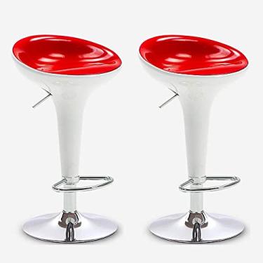 Imagem de UISLA Banco de bar giratório para móveis, conjunto de 2 bancos, banco de balcão elevador, banco de altura de cozinha, bar com apoio para os pés/branco/G