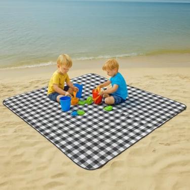 Imagem de Esteira Para Casal Praia E Piquenique - ConfortáVel, ImpermeáVel E Estilosa, Ideal Para Um Dia RomâNtico Ao Ar Livre(Xadrez Preto)