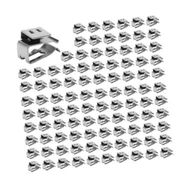 Imagem de KiBcsLic Clipes de fio de painel solar de fácil instalação Clipes de cabo fotovoltaico multifuncionais práticos de gerenciamento de cabos de aço inoxidável, 100 Pedaços