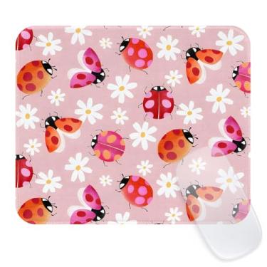 Imagem de Seorsok Tapete de mouse animado com estampa de insetos e margaridas, mouse pads texturizados premium para laptop de escritório, mousepads quadrados laváveis fofos com bordas costuradas estendidas base