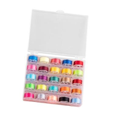 Imagem de Fancyes Conjunto de bobinas pré-enroladas com linha enrolada para máquina de costura e bordado com estojo de armazenamento, suprimentos práticos de costura, Linha de 25 Cores