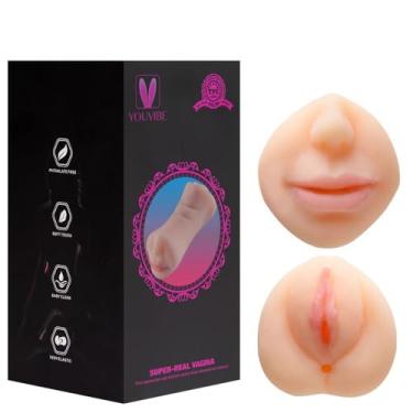 Imagem de Masturbador Duplo com Boca e Vagina em Cyberskin Realistico Cor Natural Youvibe Vipmix