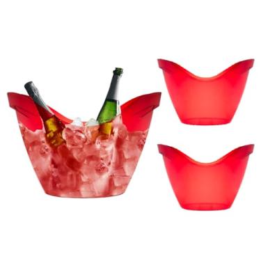 Imagem de Champanheira Acrílico 8l Luxo Resistente Várias Cores Kit 3 Peças (VERMELHO)