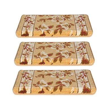 Imagem de PEYNIR Tapete antiderrapante europeu de uma peça para degraus de escada antiderrapante para degraus de madeira, tapetes de escada macios e aconchegantes com tapetes autoadesivos 25 x 64 cm