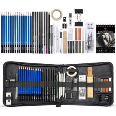 Imagem de Conjunto de desenho H & B Kit de esboço de 50 peças com caderno de des