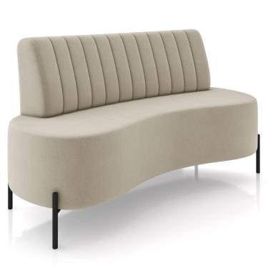 Imagem de Sofá Chaise 2 Lugares Sala Living 160cm Pés Industrial Cayman K01 Veludo Bege - Lyam Decor