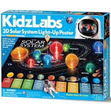 Imagem de KidzLabs – Pôster iluminado do sistema solar 3D – construa seu próprio quadro de projeto de feira de ciências e aprenda sobre o sistema solar, para crianças a partir de 5 anos