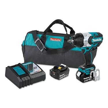 Imagem de Makita XWT08T 18V LXT Kit de chave de impacto sem fio de íon de lítio de alto torque 1,27 cm (1/2") com bigorna de anel de fricção (5,0Ah)