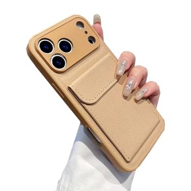 Imagem de Losin Capa de telefone compatível com iPhone 17 Pro Max, simples, elegante, porta-cartões, capa de telefone à prova de choque para mulheres e meninas, marrom