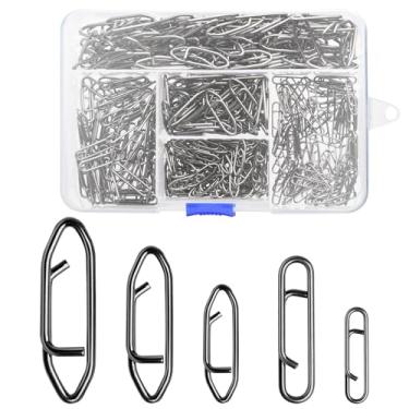 Imagem de Aemygo 420 peças de clipes de pesca, 5 tamanhos de clipes de velocidade de pesca para iscas de pesca, clipes de troca rápida, encaixe rápido para pesca de água doce e salgada, conector de link