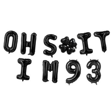 Imagem de Oh I'm 93! Balões de látex 40,6 cm preto hallo noventa três torcidas a 93 anos decoração temática para homem mulher feliz 93º aniversário festa estúdio foto adereço bandeira decorações lembrancinhas