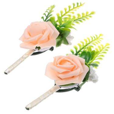 Imagem de 2 peças de vassoura de casamento, corsages e boutonnieres para homens, flores simuladas para noivos, decorações florais de casamento, corsage para noivos, artigos de casamento, decoração de banquete