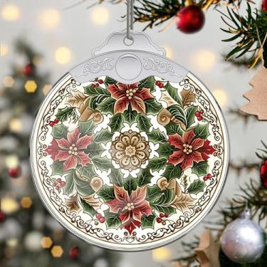 Imagem de Enfeites de Natal, flores de cristal, enfeites de árvore de Natal feitos à mão, decoração de carro e casa - presentes de Natal, decoração de artesanato em acrílico, ideias de troca de presentes para