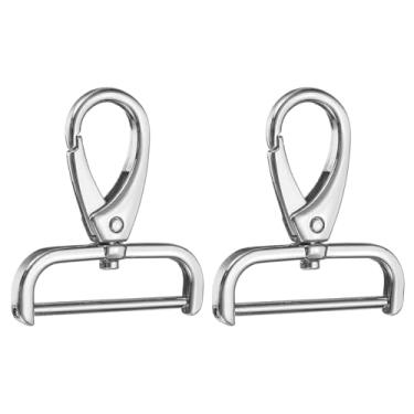 Imagem de Generic 2 peças de gancho de pressão destacável fecho giratório 3,8 cm anel D com gancho giratório de garra de lagosta gancho para alça de bolsa, porta-chaves, bolsa faça você mesmo, prata