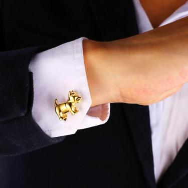 Imagem de Abotoaduras masculinas personalizadas para camisa acessório joias abotoaduras de filhote de cachorro