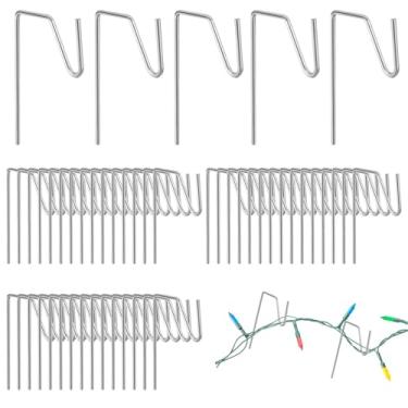 Imagem de 50 peças de ganchos de luz de Natal, ganchos de calha de metal, ganchos de luz de Natal, clipes para pendurar luzes externas (estilo 1)