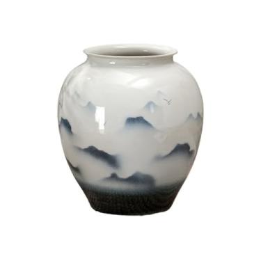 Imagem de Vasos de plantas Vaso de cerâmica chinês Jingdezhen, arranjo flores piso e teto grandes, plantio árvores, decoração para sala estar, vaso plantas