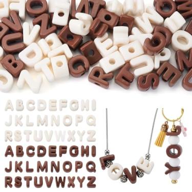 Imagem de Beadthoven 52 peças 26 contas de acrílico de letras grandes de plástico 3D A-Z alfabeto amuleto misto bloco do alfabeto bolha contas de letras para chaveiro faça você mesmo, pulseira, joias