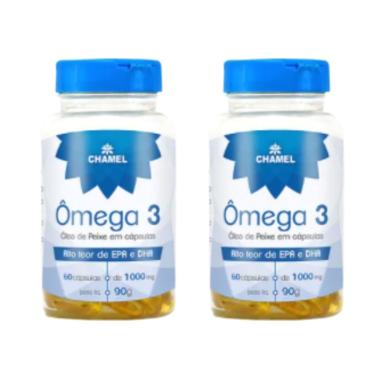Imagem de Ômega 3   Óleo de Peixe  em cápsulas de 1000mg   CHAMEL   2 frascos c/ 60 cápsulas