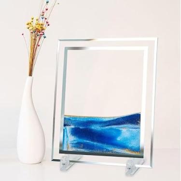 Imagem de Ampulheta Duna 3d Vidro Moving Sandscape Areia MovediçA Quadrado, Quadro Pintura Criativa(AZUL)