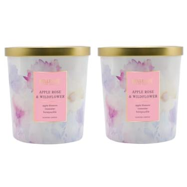 Imagem de Bellevue Vela perfumada de luxo, 340 g, cera de mistura de soja, óleos essenciais, queima de longa duração, fragrâncias domésticas, aroma de velas perfumadas de aromaterapia: rosa maçã e flores