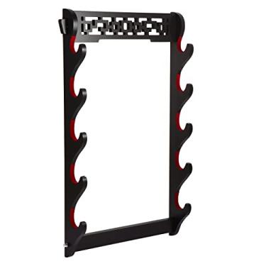 Imagem de YCJvex Suporte de espada, suporte de parede acolchoado de veludo samurai, suporte de espada, suporte de parede, suporte de espada, coleção de hobby japonês Wakizashi para homens (5 camadas)